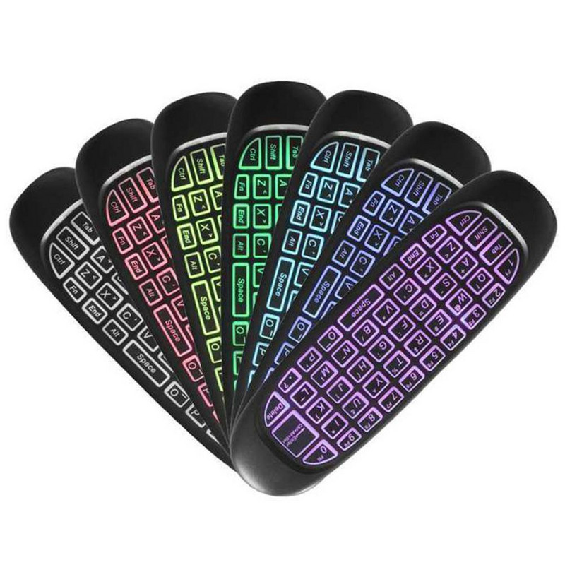 Versiunea cu iluminare din spate a mouse-ului cu tastatură mini colorat C120 Wireless Air T10 Telecomandă cu tastatură pentru mouse zburător cu voce retroiluminată