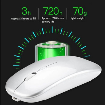 Επαναφορτιζόμενο ασύρματο ποντίκι Bluetooth Ποντίκι Ασύρματο υπολογιστή Mause LED RGB με οπίσθιο φωτισμό Εργονομικό ποντίκι παιχνιδιού για φορητό υπολογιστή