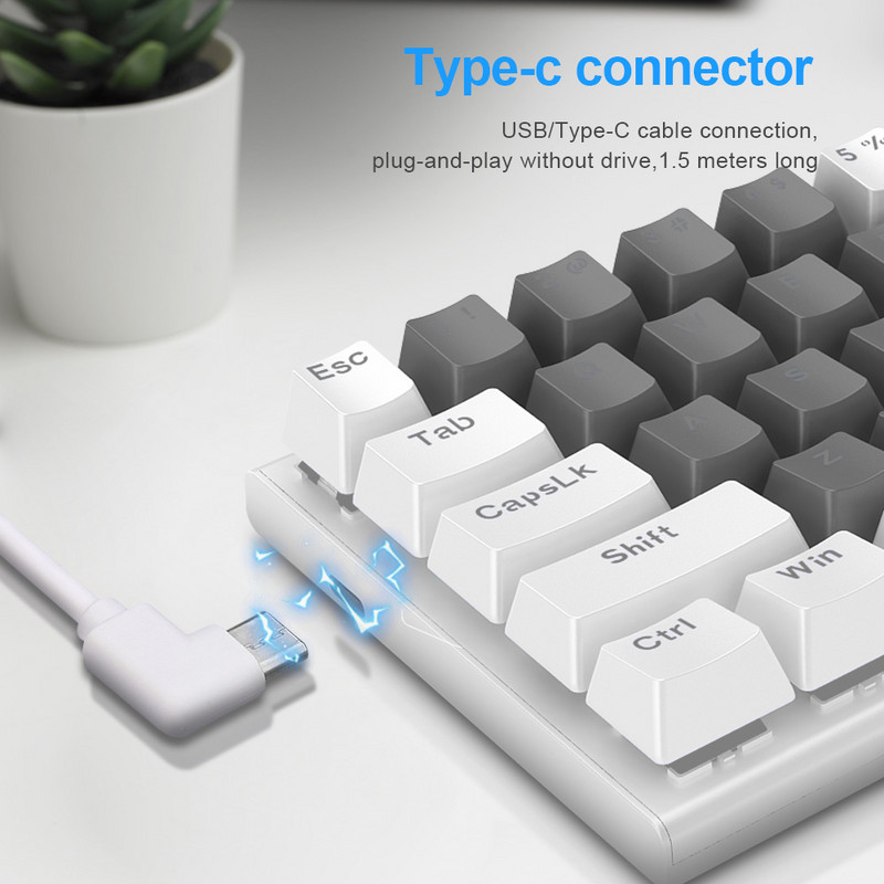 E-YOOSO Z11 RGB USB 60% Mini tastatură mecanică pentru jocuri întrerupător albastru roșu 61 taste Cablu detașabil cu fir, portabil pentru computer de călătorie