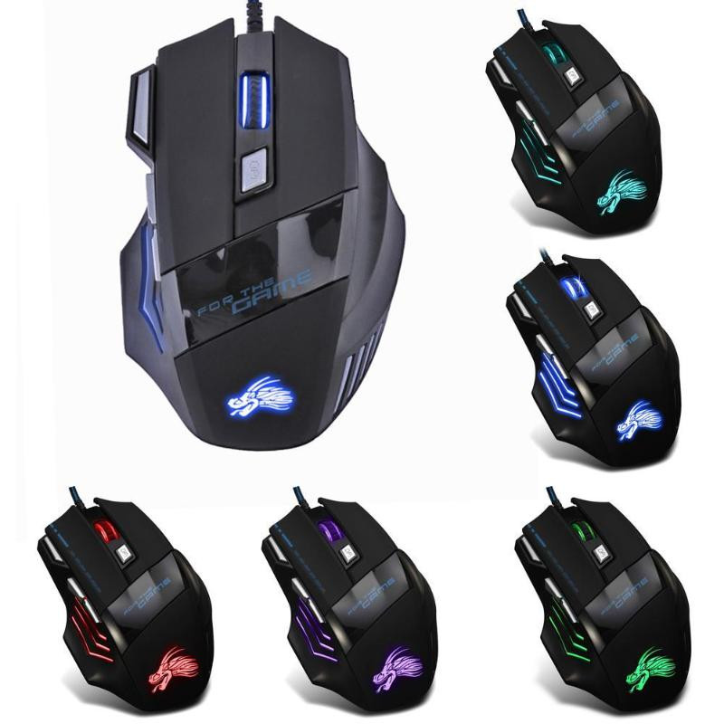Mouse de gaming cu fir USB Mouse de computer Gaming RGB Mause Gamer Mouse ergonomic 7 butoane 5500DPI LED Mouse de joc silențios pentru PC Laptop