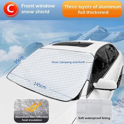 Parbriz mașină Husă de zăpadă Husă de soare magnetică pentru auto, în aer liber, impermeabilă, anti îngheț, protectie automată cu margine magnetică