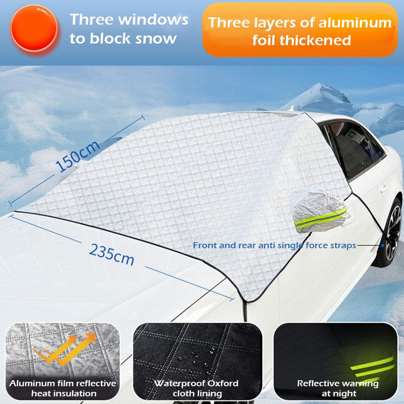 Parbriz mașină Husă de zăpadă Husă de soare magnetică pentru auto, în aer liber, impermeabilă, anti îngheț, protectie automată cu margine magnetică