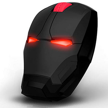 Безжична мишка Ергономична Iron Man LED 2.4G оптична тишина Новост с USB приемник Готини мишки за деца Лаптоп /PC/MAC Win11