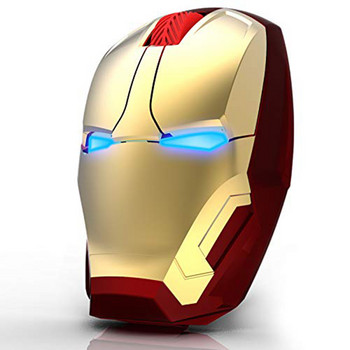 Безжична мишка Ергономична Iron Man LED 2.4G оптична тишина Новост с USB приемник Готини мишки за деца Лаптоп /PC/MAC Win11