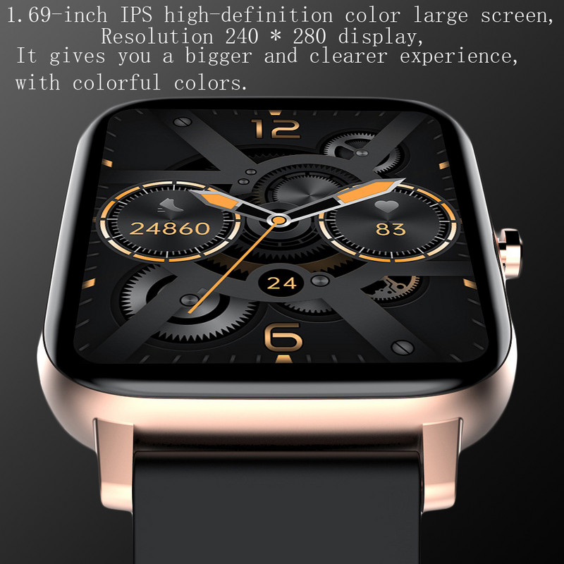 Ceas inteligent HD Full Touch Ceasuri sportive noi, bărbați și femei, Apel Bluetooth SOS Detectare ritm cardiac Monitorizarea somnului tensiunii arteriale