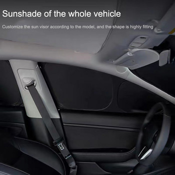 За Tesla Model 3/Y 2017-2022 Сенник за страничен прозорец Поверителност Сенник Засенчване Изолация на предното задно предно стъкло+отражателен слой