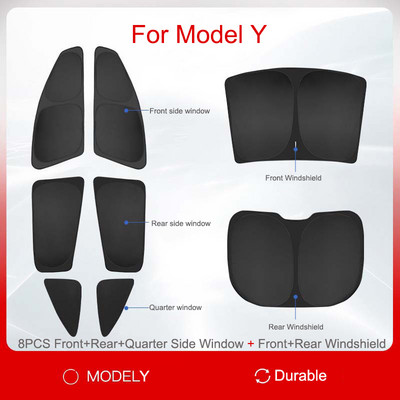 Pentru Tesla Model 3/Y 2017-2022 Parasolar geam lateral Umbrire de intimitate Umbrire Izolatie parbriz fata spate + strat reflectorizant