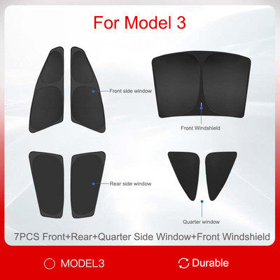 Pentru Tesla Model 3/Y 2017-2022 Parasolar geam lateral Umbrire de intimitate Umbrire Izolatie parbriz fata spate + strat reflectorizant