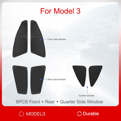 Pentru Tesla Model 3/Y 2017-2022 Parasolar geam lateral Umbrire de intimitate Umbrire Izolatie parbriz fata spate + strat reflectorizant