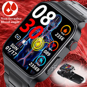 2023 Ceas inteligent nou non-invaziv pentru zahăr din sânge pentru bărbați, 1,83 inci, oxigen din sânge, tensiune arterială, ECG, sănătate, ceas inteligent pentru bărbați pentru Android IOS