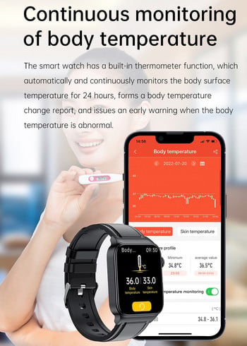 2023 Нов неинвазивен смарт часовник за кръвна захар Мъжки 1,83 инча Кислород в кръвта Кръвно налягане ЕКГ Здраве Мъжки Смарт часовник за andriod IOS
