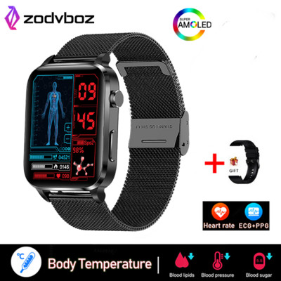 2023 Ceas inteligent nou non-invaziv pentru zahăr din sânge pentru bărbați, 1,83 inci, oxigen din sânge, tensiune arterială, ECG, sănătate, ceas inteligent pentru bărbați pentru Android IOS