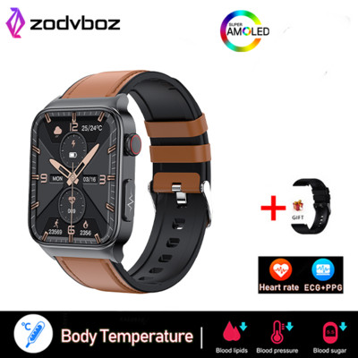 2023 Ceas inteligent nou non-invaziv pentru zahăr din sânge pentru bărbați, 1,83 inci, oxigen din sânge, tensiune arterială, ECG, sănătate, ceas inteligent pentru bărbați pentru Android IOS