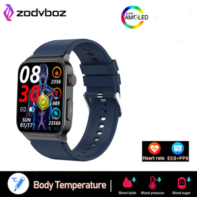 2023 Ceas inteligent nou non-invaziv pentru zahăr din sânge pentru bărbați, 1,83 inci, oxigen din sânge, tensiune arterială, ECG, sănătate, ceas inteligent pentru bărbați pentru Android IOS