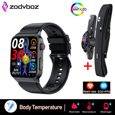 2023 Ceas inteligent nou non-invaziv pentru zahăr din sânge pentru bărbați, 1,83 inci, oxigen din sânge, tensiune arterială, ECG, sănătate, ceas inteligent pentru bărbați pentru Android IOS