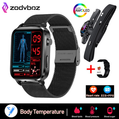 2023 Ceas inteligent nou non-invaziv pentru zahăr din sânge pentru bărbați, 1,83 inci, oxigen din sânge, tensiune arterială, ECG, sănătate, ceas inteligent pentru bărbați pentru Android IOS