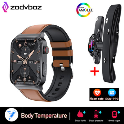 2023 Ceas inteligent nou non-invaziv pentru zahăr din sânge pentru bărbați, 1,83 inci, oxigen din sânge, tensiune arterială, ECG, sănătate, ceas inteligent pentru bărbați pentru Android IOS