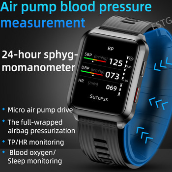P60 Smartwatch Въздушна помпа Airbag Истинско кръвно налягане Кислородна температура Монитор на пулса Медицински сфигмоманометър Смарт часовник
