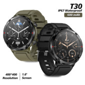 Ceas inteligent sport T30 IP67, 1,6 inchi, ceas inteligent la modă, monitorizare ritm cardiac pentru somn, BT5.0, player muzical, curea de ceas de mână pentru femei