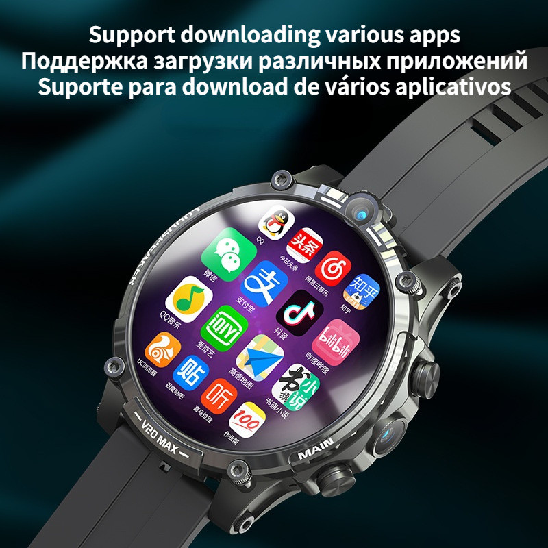 LZAKMR V20 4G Smart Watch Android OS Internet App Descărcare joc Video HeartRate 5MP Cameră dublă SIM Apel 128G ROM 1,6" Bărbați