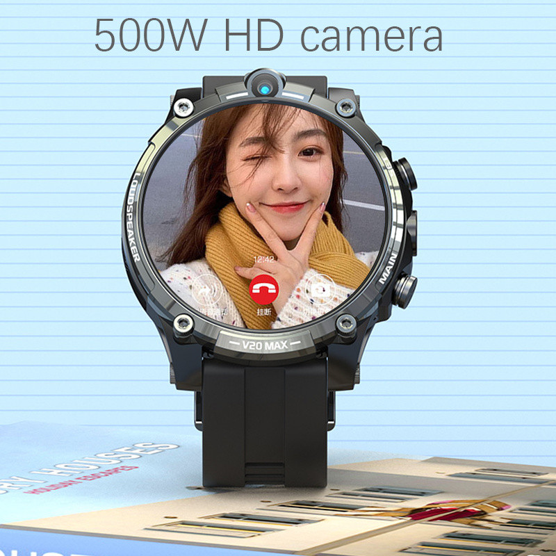 LZAKMR V20 4G Smart Watch Android OS Internet App Descărcare joc Video HeartRate 5MP Cameră dublă SIM Apel 128G ROM 1,6" Bărbați