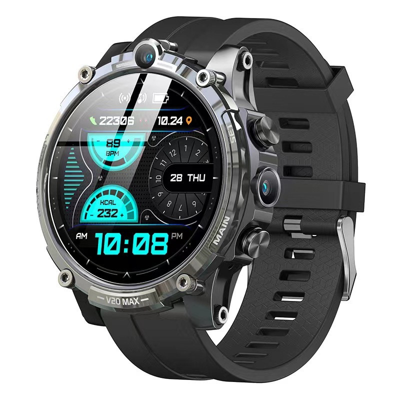 LZAKMR V20 4G Smart Watch Android OS Internet App Descărcare joc Video HeartRate 5MP Cameră dublă SIM Apel 128G ROM 1,6" Bărbați