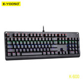 E-YOOSO K600 Rainbow tastatură rotundă galvanizată Tastatură mecanică pentru jocuri USB Comutator albastru 104 taste Gamer cu iluminare din spate pentru computer PC