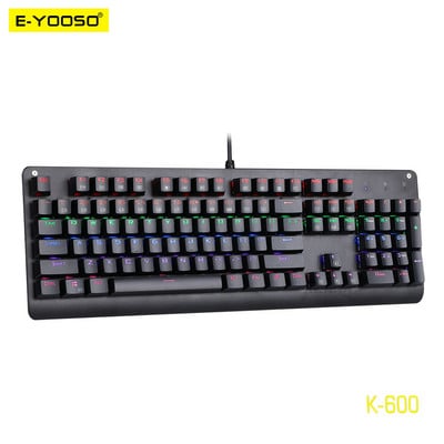 E-YOOSO K600 Rainbow кръгла галванична клавишна капачка USB механична клавиатура за игри Blue Switch 104Key Backlit Gamer за компютър PC