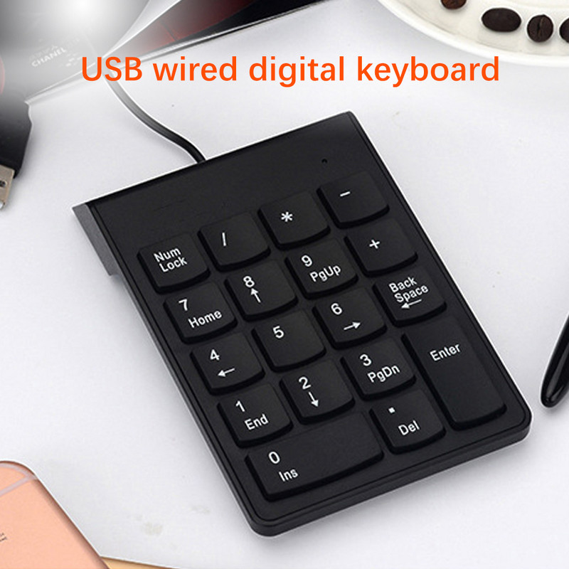 Tastatură numerică cu cablu USB Tastatură numerică 18 taste Tastatură digitală de dimensiuni mici pentru contabilitate, laptop, notebook, tabletă număr tastatură