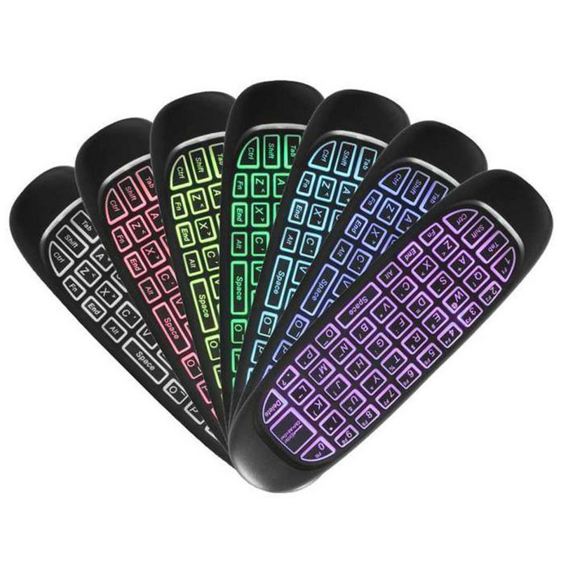 Φωτιζόμενη έκδοση του μίνι πολύχρωμου πληκτρολογίου Ποντίκι Voice Wireless C120 T10 Air Control Flying Mouse Remote Backlit Keyboar I3W8