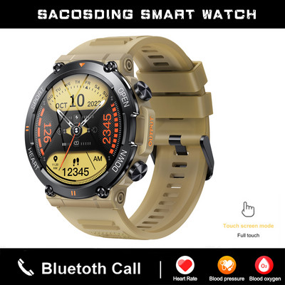 SACOSDING Ceas inteligent Nou 1,39 inch Ceasuri cu apel Bluetooth pentru bărbați Tracker sport pentru fitness Monitor inimă Ceas inteligent pentru Android IOS