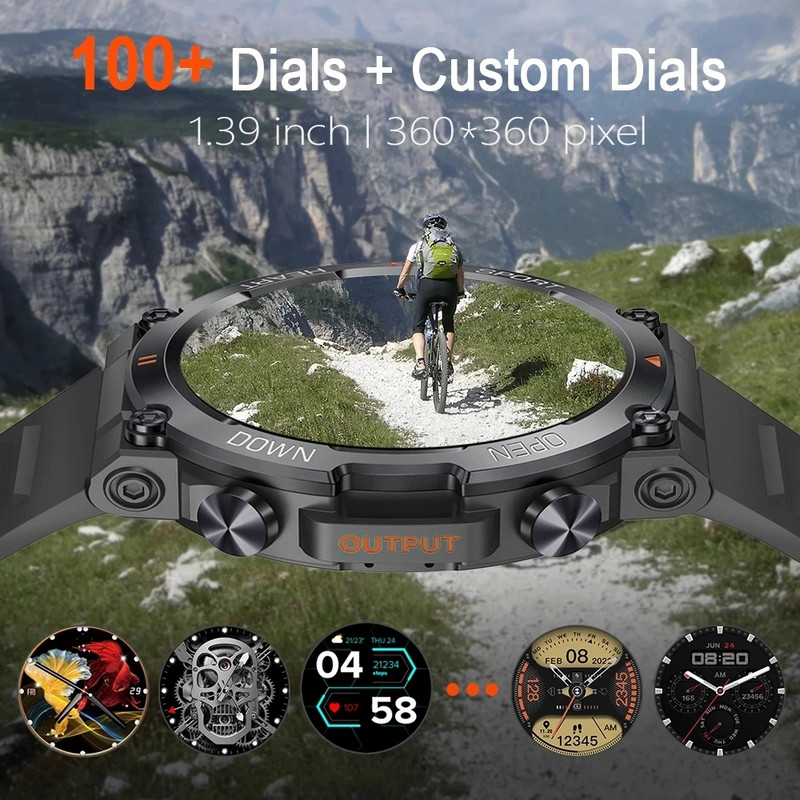 SACOSDING Ceas inteligent Nou 1,39 inch Ceasuri cu apel Bluetooth pentru bărbați Tracker sport pentru fitness Monitor inimă Ceas inteligent pentru Android IOS