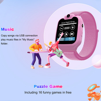 Παιχνίδια έξυπνου ρολογιού για παιδιά Τηλεφωνική κλήση SOS 1,54 ιντσών με κάρτα 512M TF Εγγραφή μουσικού βίντεο για παιδιά Smartwatch κάμερα για κορίτσια Δώρα