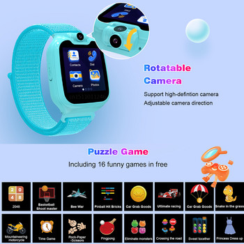 Интелигентен часовник Игри Детски телефонен разговор SOS 1,54 инча с 512M TF карта Музикален видео запис Детски интелигентен часовник Камера Момичета Подаръци