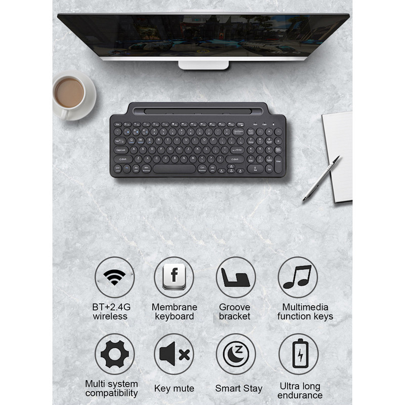 Tastatură fără fir Bluetooth 2.4G cu touchpad numeric Mouse Slot pentru card de telefon Tastatură numerică pentru Android IOS Desktop PC Laptop