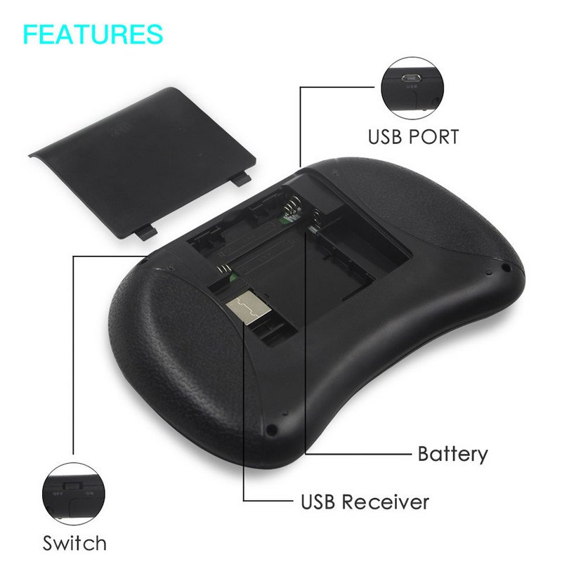 Podsvietený anglický ruský arabský 2.4G Air Mouse diaľkový ovládač pre Android TV Box PC I8 Mini bezdrôtová klávesnica pre H96 X96 T95 HK1