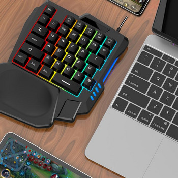 Лява полужична клавиатура с RGB подсветка 35 клавиша Клавиатура с една ръка Мини игрална клавиатура Преносима клавиатура за компютърен лаптоп