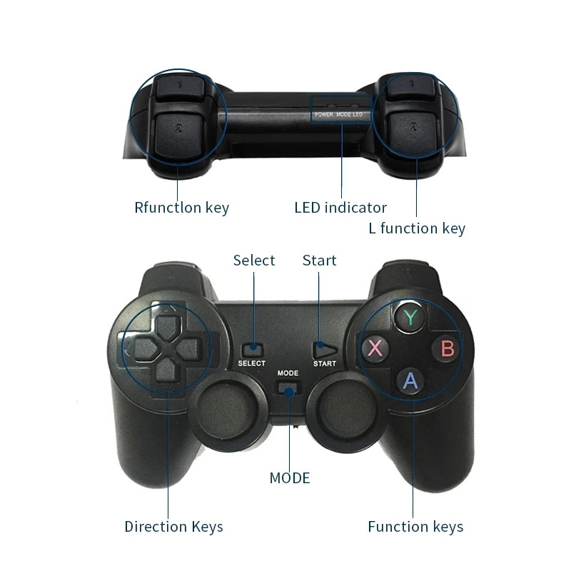 2.4G vezeték nélküli játékvezérlő vezérlő USB Gaming joystick PC laptophoz Android-eszköz támogatás Windows 10/8/7/XP Raspberry Pi 4 3