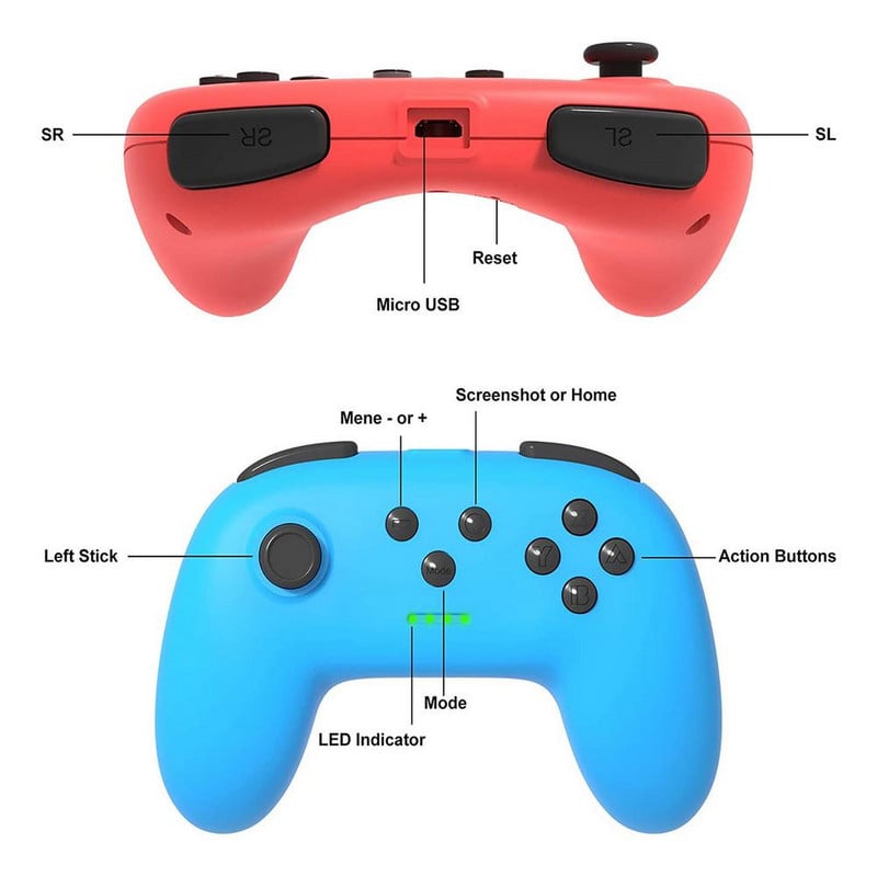 2 buc. Gamepad Bluetooth 4.0 pentru controlere de joc fără fir SWITCH NS Gamepad-uri portabile reîncărcabile pentru controler Lite