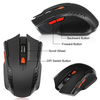 2.4G Ασύρματο ποντίκι 1600DPI Οπτικό ποντίκι Gamer για υπολογιστή 6 κουμπιά ασύρματα ποντίκια με δέκτη USB για αξεσουάρ φορητού υπολογιστή