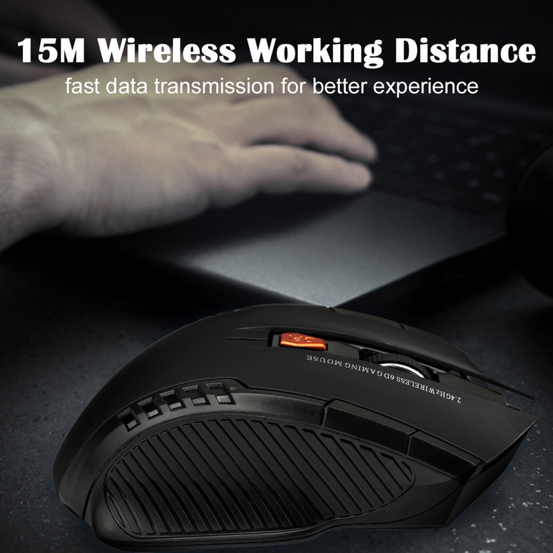 Mouse fără fir 2.4G 1600 DPI Mouse optic Gamer pentru computer Mouse fără fir cu 6 butoane cu receptor USB pentru PC Accesorii laptop
