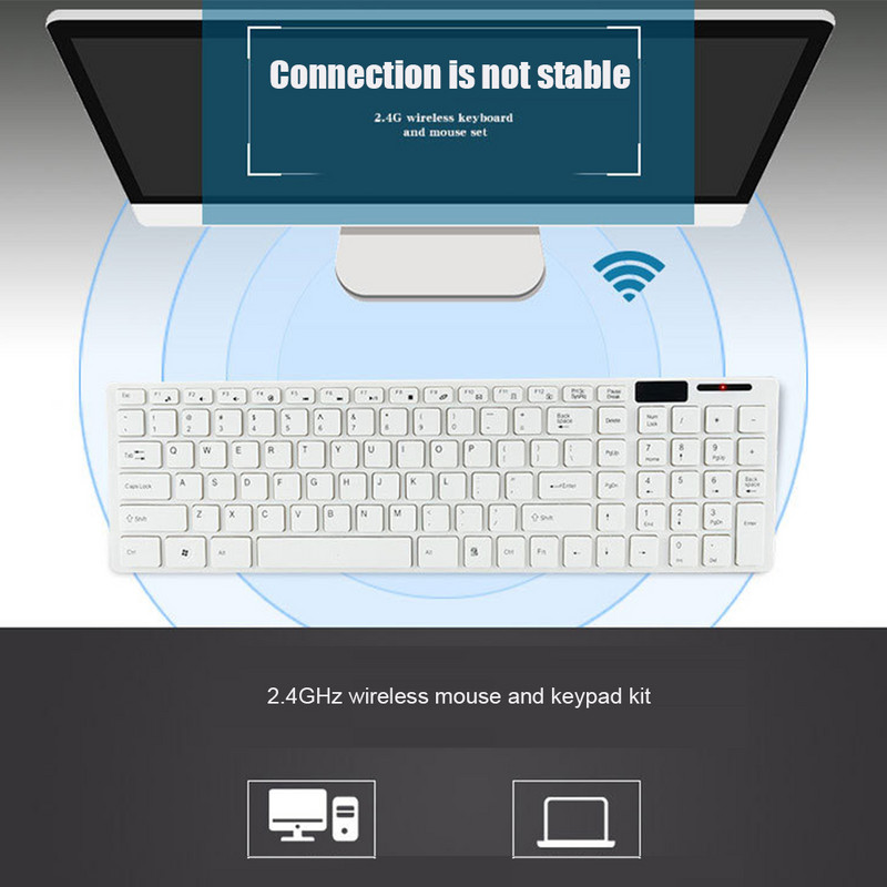 K06 2.4G Tastatură fără fir 101 taste Tastatură fără fir ultra-subțire și set de mouse optic de 1600 dpi pentru tabletă Android iOS Windows
