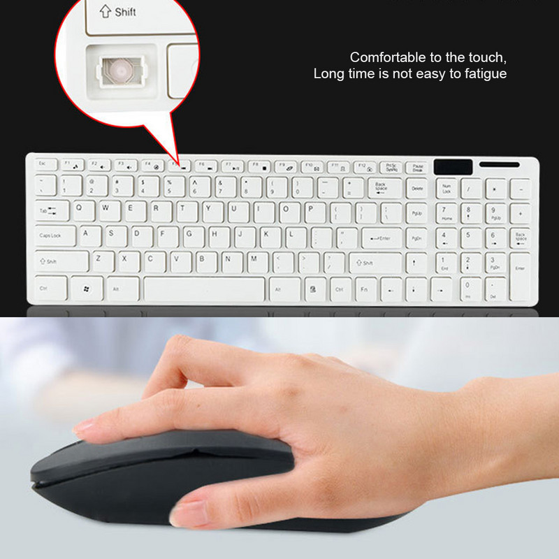 K06 2.4G Tastatură fără fir 101 taste Tastatură fără fir ultra-subțire și set de mouse optic de 1600 dpi pentru tabletă Android iOS Windows