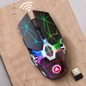 Ποντίκι παιχνιδιών Επαναφορτιζόμενο ασύρματο αθόρυβο ποντίκι LED με οπίσθιο φωτισμό 2.4G USB 1600DPI Οπτικό εργονομικό ποντίκι Gamer Desktop για φορητό υπολογιστή