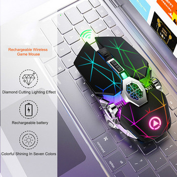 Ποντίκι παιχνιδιών Επαναφορτιζόμενο ασύρματο αθόρυβο ποντίκι LED με οπίσθιο φωτισμό 2.4G USB 1600DPI Οπτικό εργονομικό ποντίκι Gamer Desktop για φορητό υπολογιστή