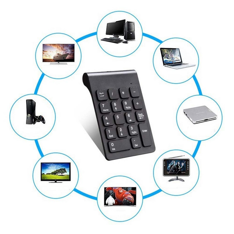 2,4G vezeték nélküli digitális billentyűzet USB számbillentyűzet 18 gombos mini numerikus billentyűzet laptop számítógéphez notebook asztali vezeték nélküli billentyűzet
