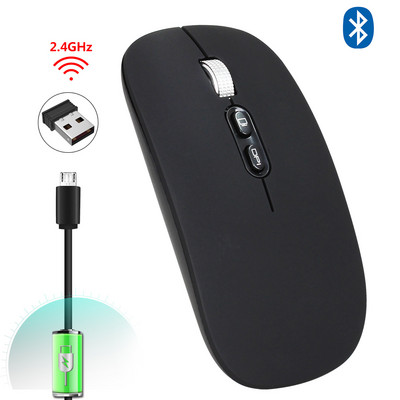 Vezeték nélküli egér Bluetooth 5.0 egér USB számítógépes egér Vezeték nélküli újratölthető néma egér Ultravékony, ergonomikus egerek PC laptopokhoz