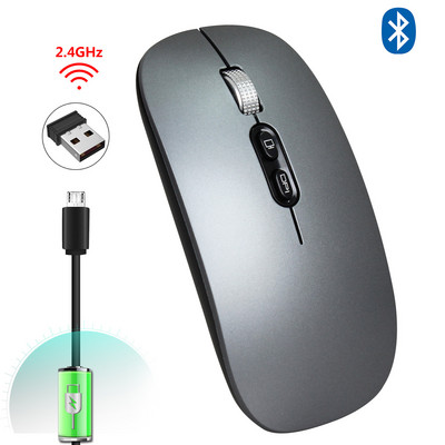 Vezeték nélküli egér Bluetooth 5.0 egér USB számítógépes egér Vezeték nélküli újratölthető néma egér Ultravékony, ergonomikus egerek PC laptopokhoz