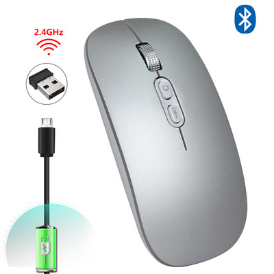 Vezeték nélküli egér Bluetooth 5.0 egér USB számítógépes egér Vezeték nélküli újratölthető néma egér Ultravékony, ergonomikus egerek PC laptopokhoz