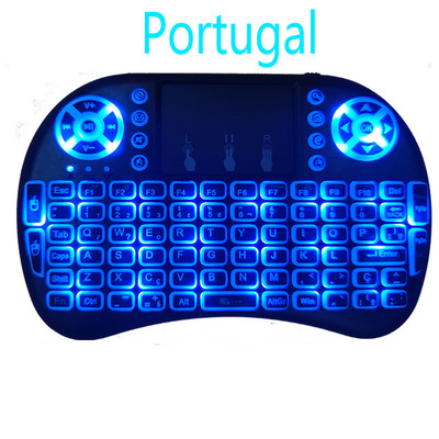 Bezdrôtová klávesnica I8 Mini s podsvietením, angličtina, ruština, francúzština, španielčina, portugalčina, arabčina, Fly Mouse 2.4G, touchpad pre Android TV Box PC